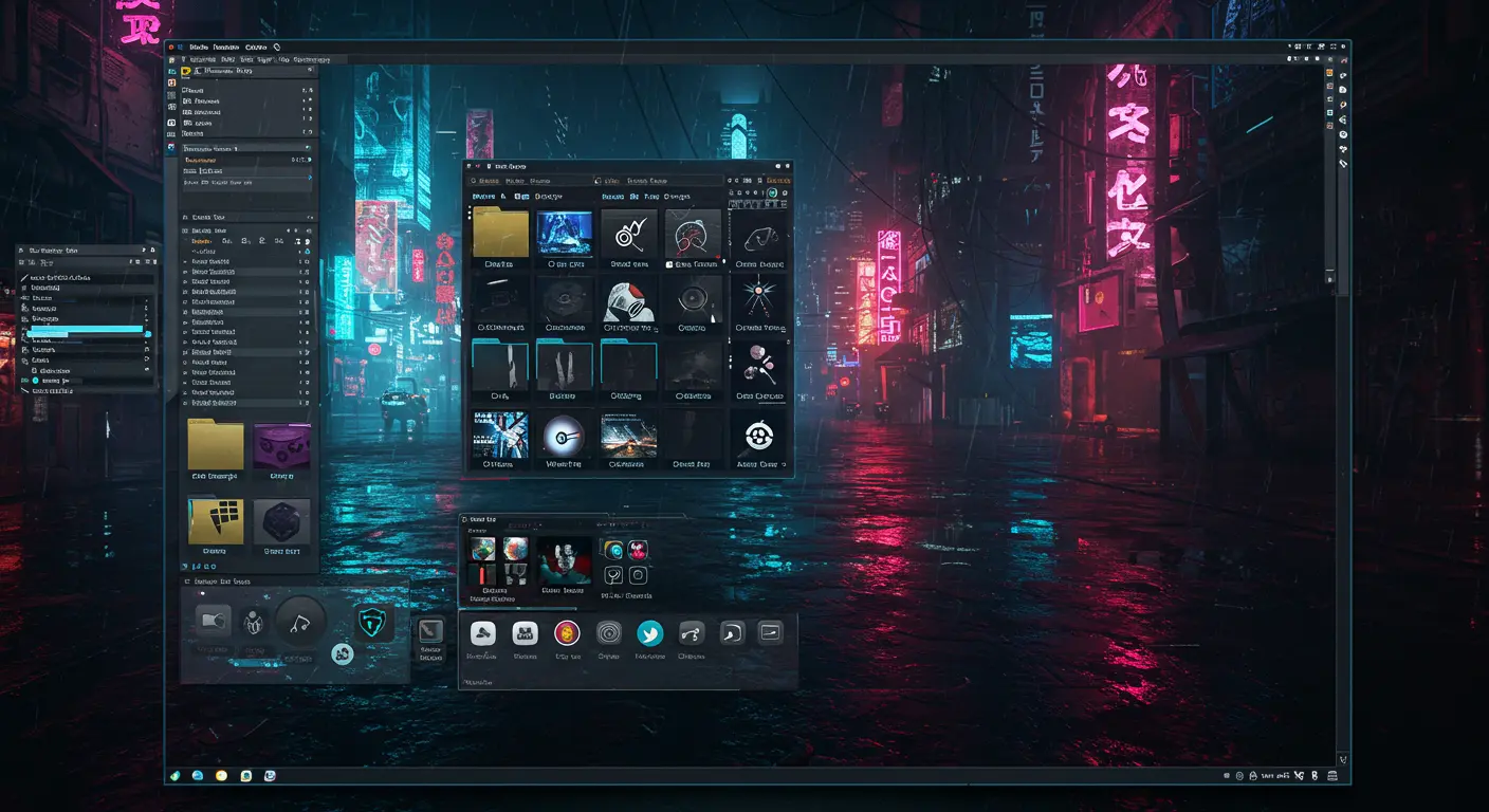 Clean, organized computer desktop with neatly arranged folders and icons, reflecting digital tidiness and productivity.