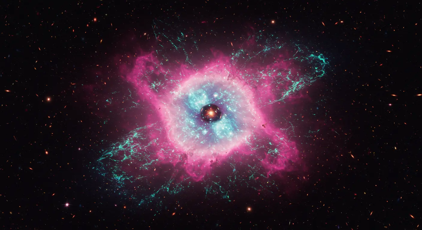 James Webb Space Telescope (JWST) image: Colorful distant galaxy cluster with intricate details and nebulae.