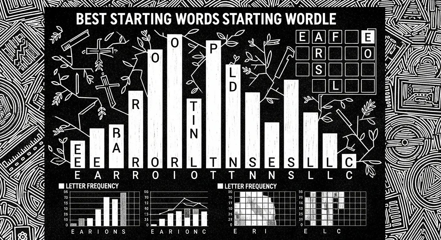 A data visualization chart showing the best starting word for Wordle based on letter frequency and positional analysis.